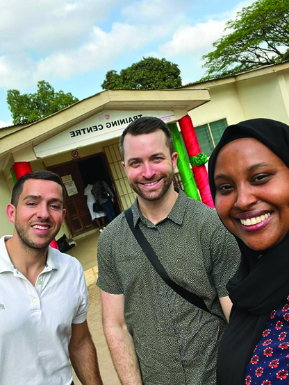 Drs. Girden, Andrew and Eli  outside the training center at Tema General Hospital.