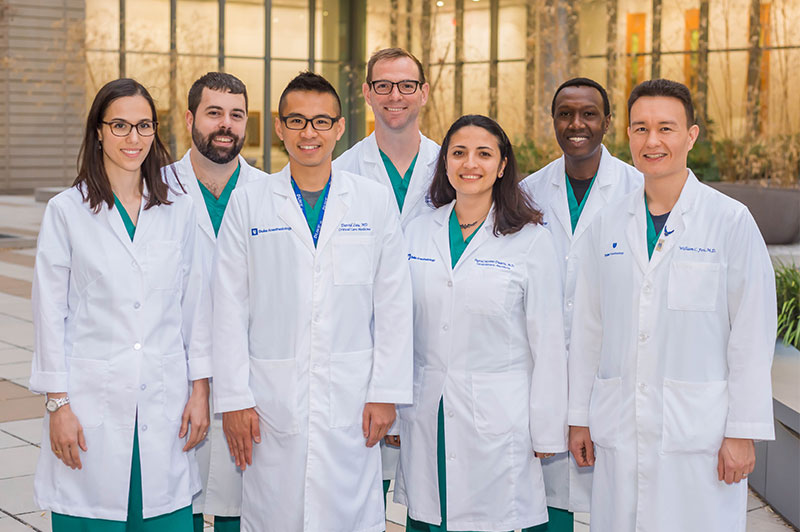 (L to R): Dr. Lauriane Guichard, Dr. Michael Devinney, Jr., Dr. David Luu, Dr. Daniel Rosenkrans, Dr. Ingrid Moreno Duarte, Dr. Calvin Motika, Dr. William Fox (Not pictured: Dr. Andrew Villion)