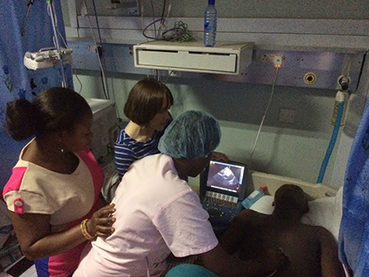 Dr. Kayla Bryan and student doing an ultrasound