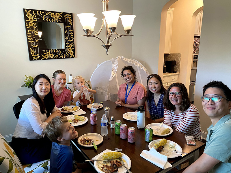 The HAPN Lab team enjoying dinner at Dr. Martucci’s house on a hot day in the summer of 2021