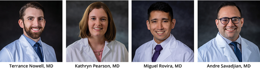 L to R: Terrance Nowell, MD; Kathryn Pearson, MD; Miguel Rovira, MD; Andre Savadian, MD