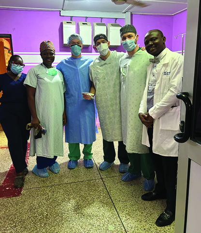 Drs. Girden and Andrew with anesthesia and surgery staff at Tema General Hospital.