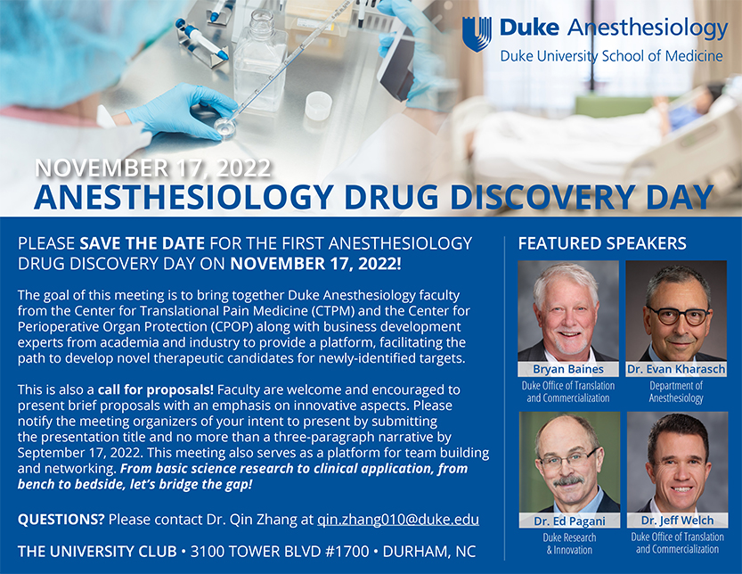 Duke Anesthesiology 1st Drug Discovery Day flyer.