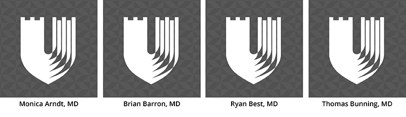 Left to Right: Monica Arndt, MD, Brian Barron, MD, Ryan Best, MD, Thomas Bunning, MD