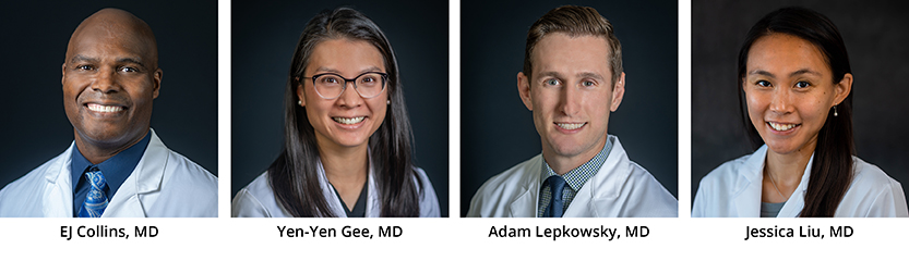 Left to Right: Ej Collins, MD, Yen-Yen Gee, MD, Adam Lepkowsky, MD, Jessica Liu, MD