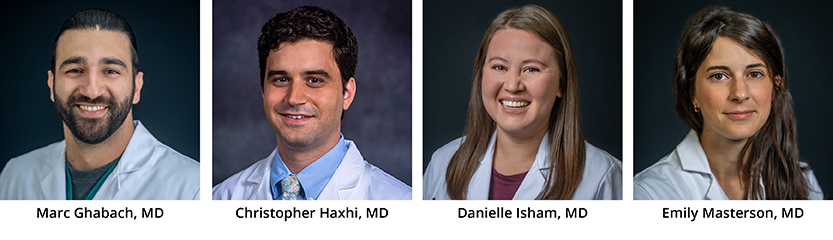 Left to Right: Marc Ghabach, MD, Christopher Haxhi, MD, Danielle Isham, MD, Emily Masterson, MD