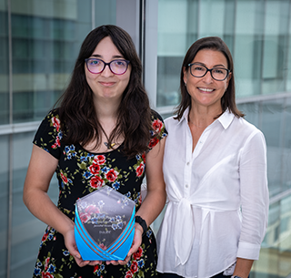 Jen Ricano with her Academic Evening  award along with Dr. Andrea Nackley