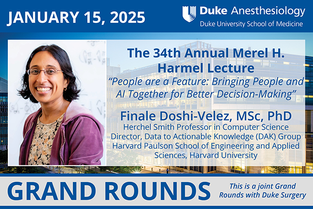 34th Merel H. Harmel Lecture Grand Rounds - January 15, 2025 - Finale Doshi-Velez, MSc, PhD