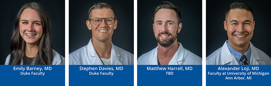 Left to Right: Emily Barney, MD, Stephen Davies, MD, Matthew Harrell, MD, Alexander Loji, MD