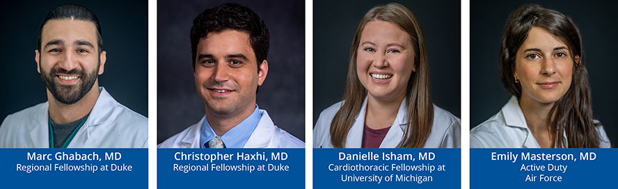 Left to Right: Marc Ghabach, MD, Christopher Haxhi, MD, Danielle Isham, MD, Emily Masterson, MD
