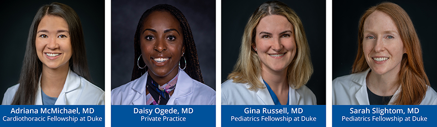 Left to Right: Adriana McMichael, MD, Daisy Ogede, MD, Gina Russell, MD, Sarah Slightom, MD