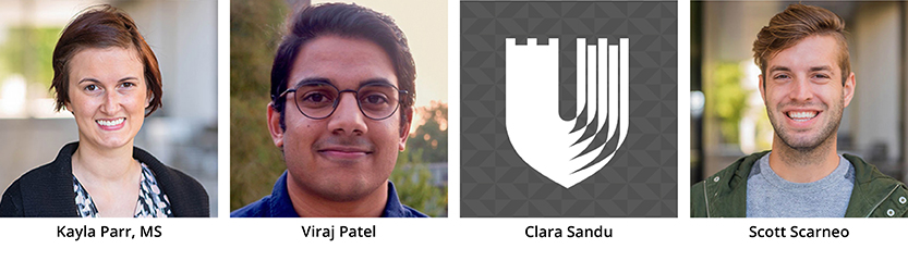 Left to Right: Kayla Parr, MS, Viraj Patel, Clara Sandu, Scott Scarneo