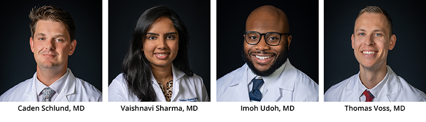 Left to Right: Caden Schlund, MD, Vaishnavi Sharma, MD, Imoh Udoh, MD, Thomas Voss, MD