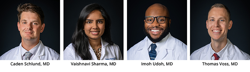 Left to Right: Caden Schlund, MD, Vaishnavi Sharma, MD, Imoh Udoh, MD, Thomas Voss, MD