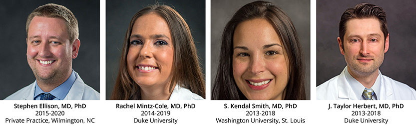 Left to Right: Stephen Ellison, MD, PhD, Rachel Mintz-Cole, MD, PhD, S. Kendal Smith, MD, PhD, J. Taylor Herbert, MD, PhD