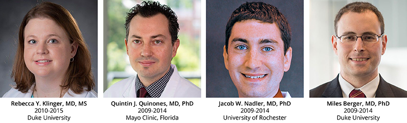 Left to Right: Rebecca Y. Klinger, MD, MS, Quintin J. Quinones, MD, PhD, Jacob W. Nadler, MD, PhD, Miles Berger, MD, PhD