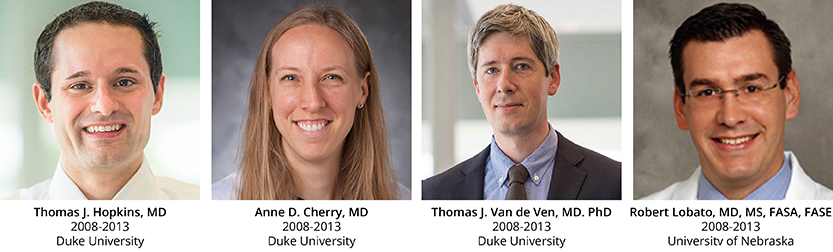 Left to Right: Thomas J. Hopkins, MD, Anne D. Cherry, MD, Thomas J. Van de Ven, MD. PhD, Robert Lobato, MD, MS, FASA, FASE