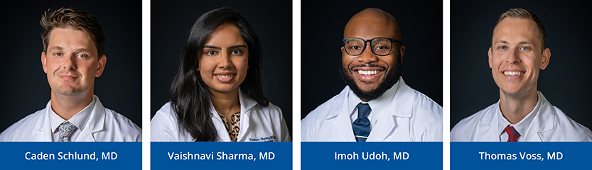 Left to Right: Caden Schlund, MD, Vaishnavi Sharma, MD, Imoh Udoh, MD, Thomas Voss, MD
