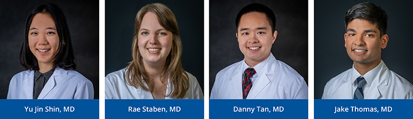 Left to Right: Yu Jin Shin, MD, Jesse (Rae) Staben, MD, Danny Tan, MD, Jake Thomas, MD