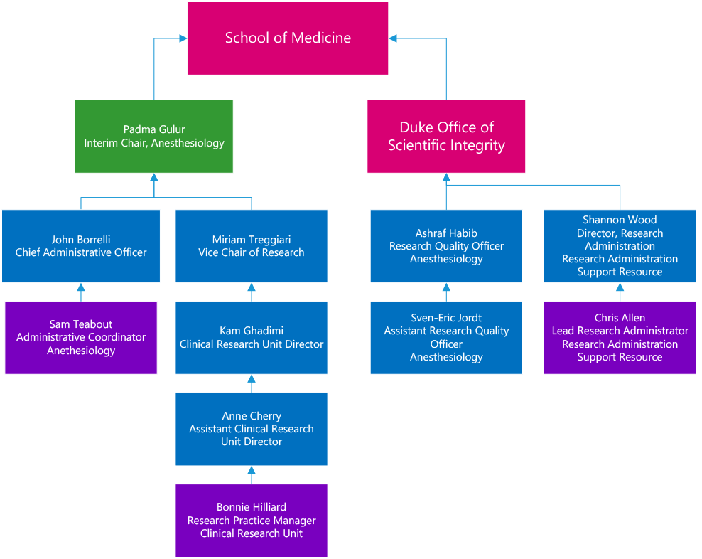 Research Quality Team Structural Organization Chart