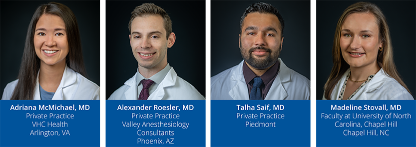 Left to Right: Adriana McMichael, MD, Alexander Roesler, MD, Talha Saif, MD, Madeline Stovall, MD