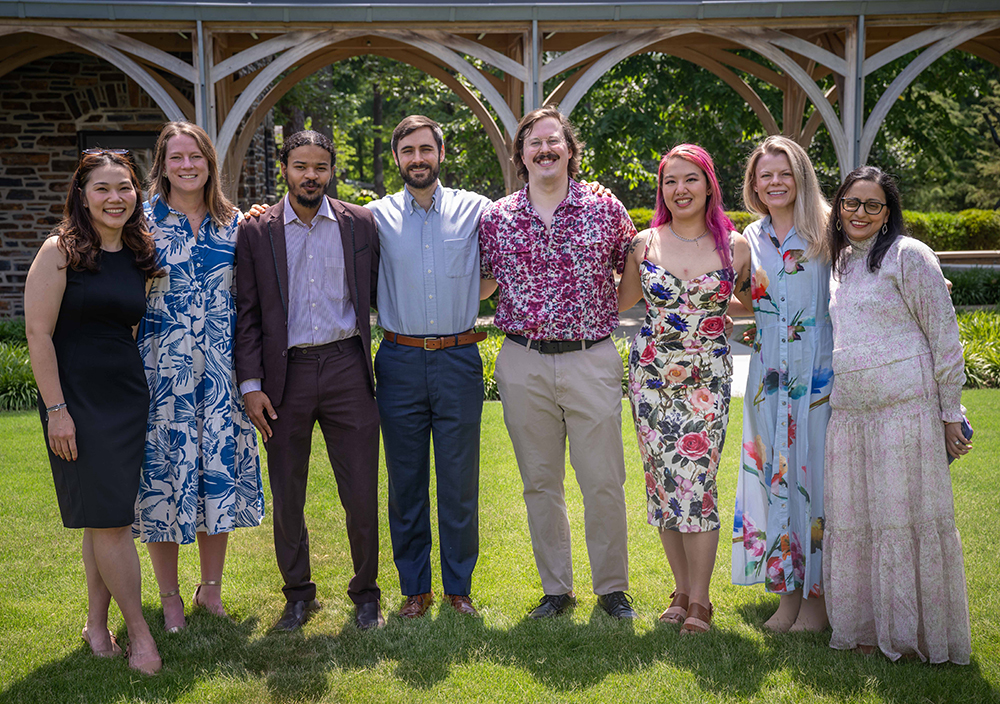 (L to R) Graduates, Drs. Pattrapun Wongsripuemtet, Elise Clemens, Mogahed Hussein,&nbsp;Andrew Wetherbie,&nbsp;Albin Vleck,&nbsp;Anke Wang, Alexandra Waits, and fellowship program director, Dr.&nbsp;Nazish Hashmi.