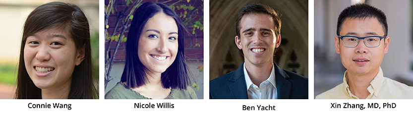 Left to Right: Connie Wang, Nicole Willis, Ben Yacht, and Xin Zhang, MD, PhD