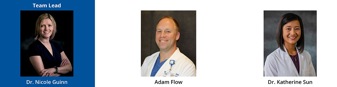 L to R: Dr. Nicole Guinn (Team Lead, Adam Flow, CRNA, and Dr. Katherine Sun