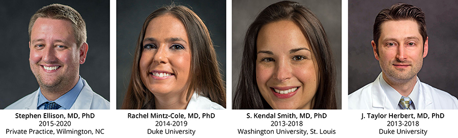 Left to Right: Stephen Ellison, MD, PhD, Rachel Mintz-Cole, MD, PhD, S. Kendal Smith, MD, PhD, J. Taylor Herbert, MD, PhD