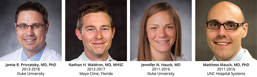 Left to Right: Jamie R. Privatsky, MD, PhD, Nathan H. Waldron, MD, MHSC, Jennifer N. Hauck, MD, Matthew Mauck, MD, PhD