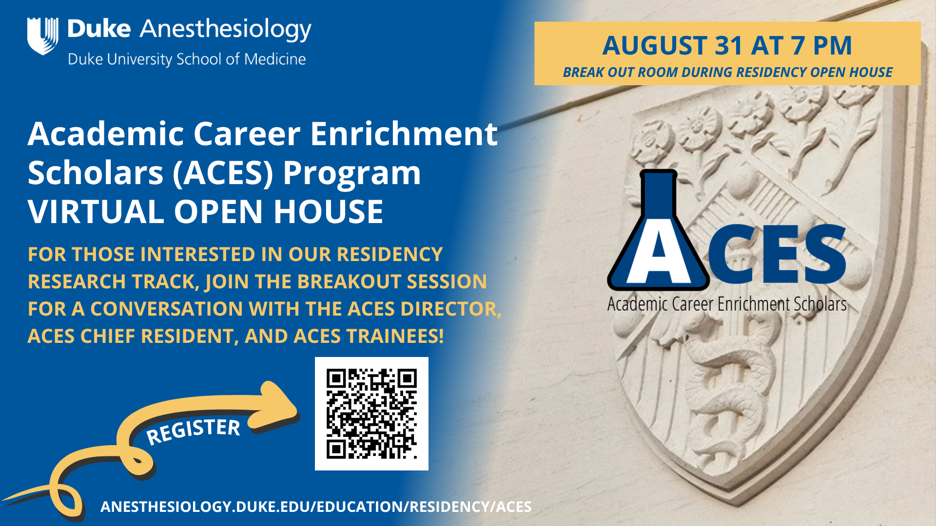 Academic Career Enrichment Scholars (ACES) Program Virtual Open House graphic.