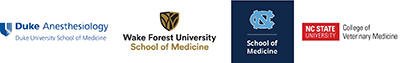 Logos for Duke Anesthesiology, Wake Forest University, UNC Chapel Hill, and NC State