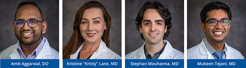 Left to Right: Amit Aggarwal, DO, Kristine Lane, MD, Stephan Mouhanna, MD, and Mubeen Tejani, MD