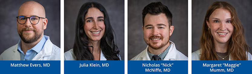 Left to Right: Matthew Evers, MD, Julia Klein, MD, Nicholas McNiffe, MD, and Margaret Mumm, MD