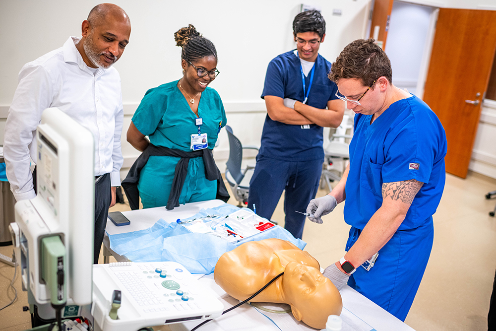 Duke Anesthesiology faculty with residents in the simulation lab