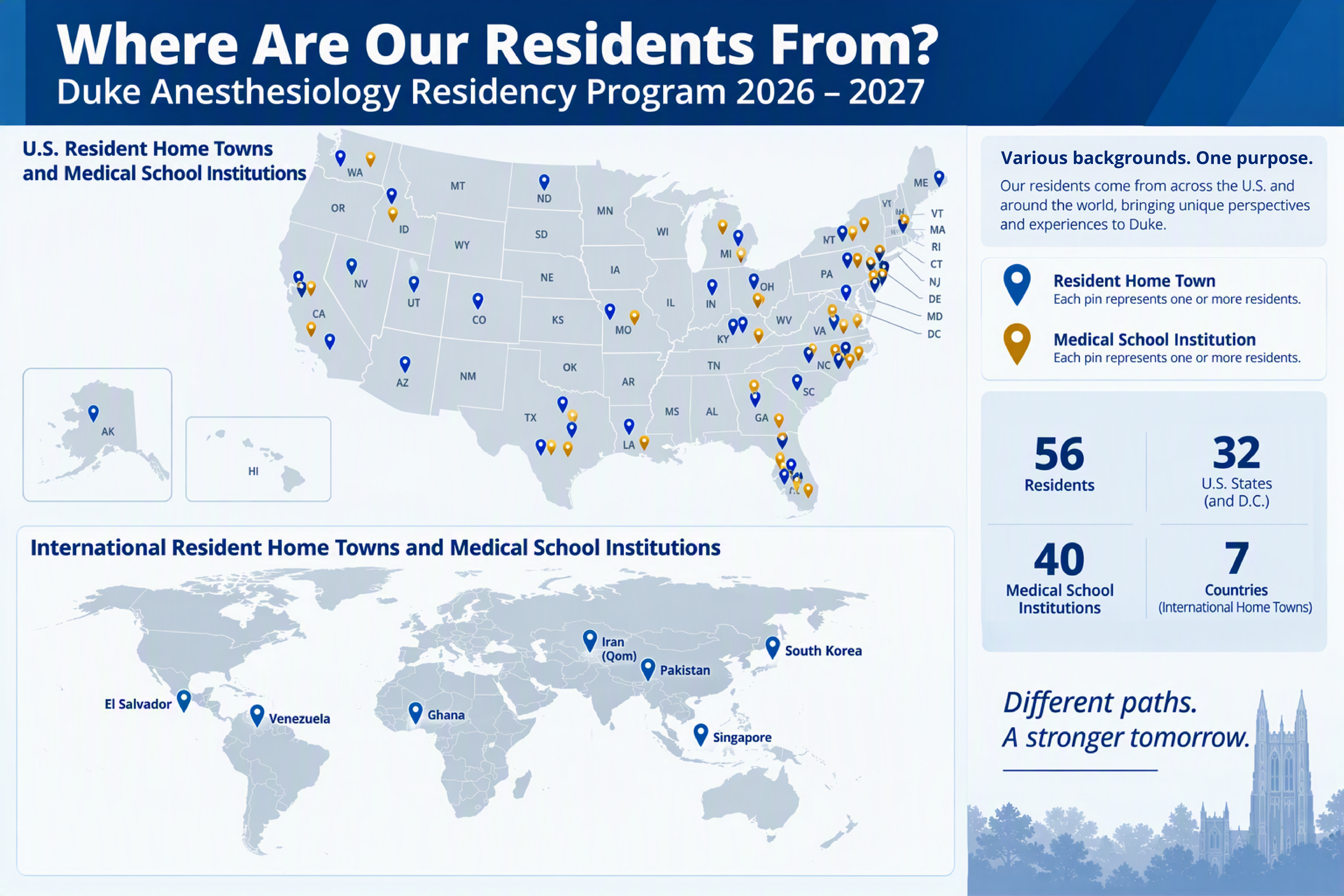 An AI generated infographic showing the hometown and institutions where our 2026-27 traniees came from.