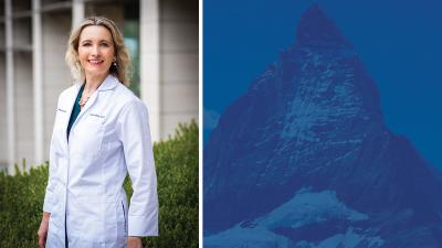 Dr. Jeanna Blitz pictured next to a mountain.