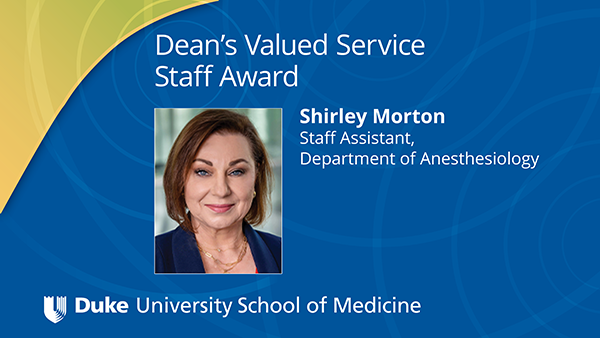 Shirley Morton receives Deans Valued Service Staff Award