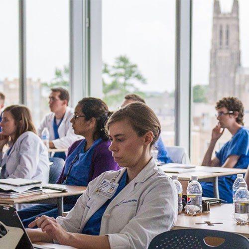 Anesthesiology residents at lecture