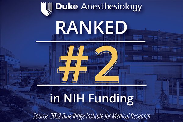 Duke Anesthesiology Ranks #2 in NIH Funding