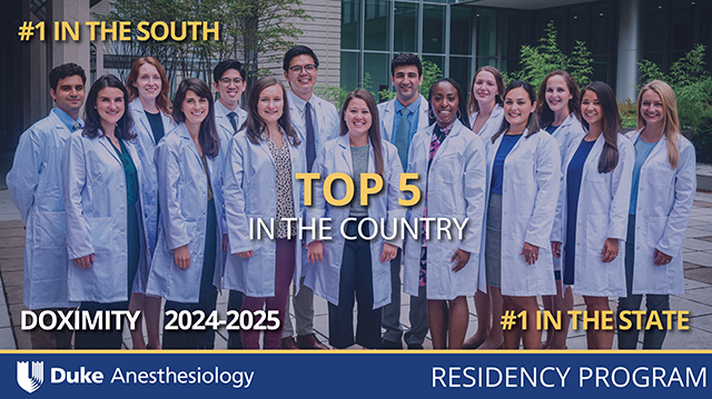 Duke Anesthesiology Residency Program Secures Top Five National Ranking