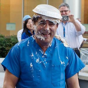 Dr. Sol Aronson at the 2015 Pie in the Face Fundraiser