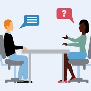 Two people at interview