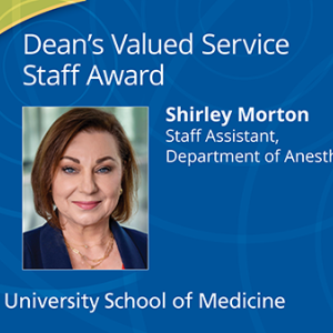 Shirley Morton receives Deans Valued Service Staff Award